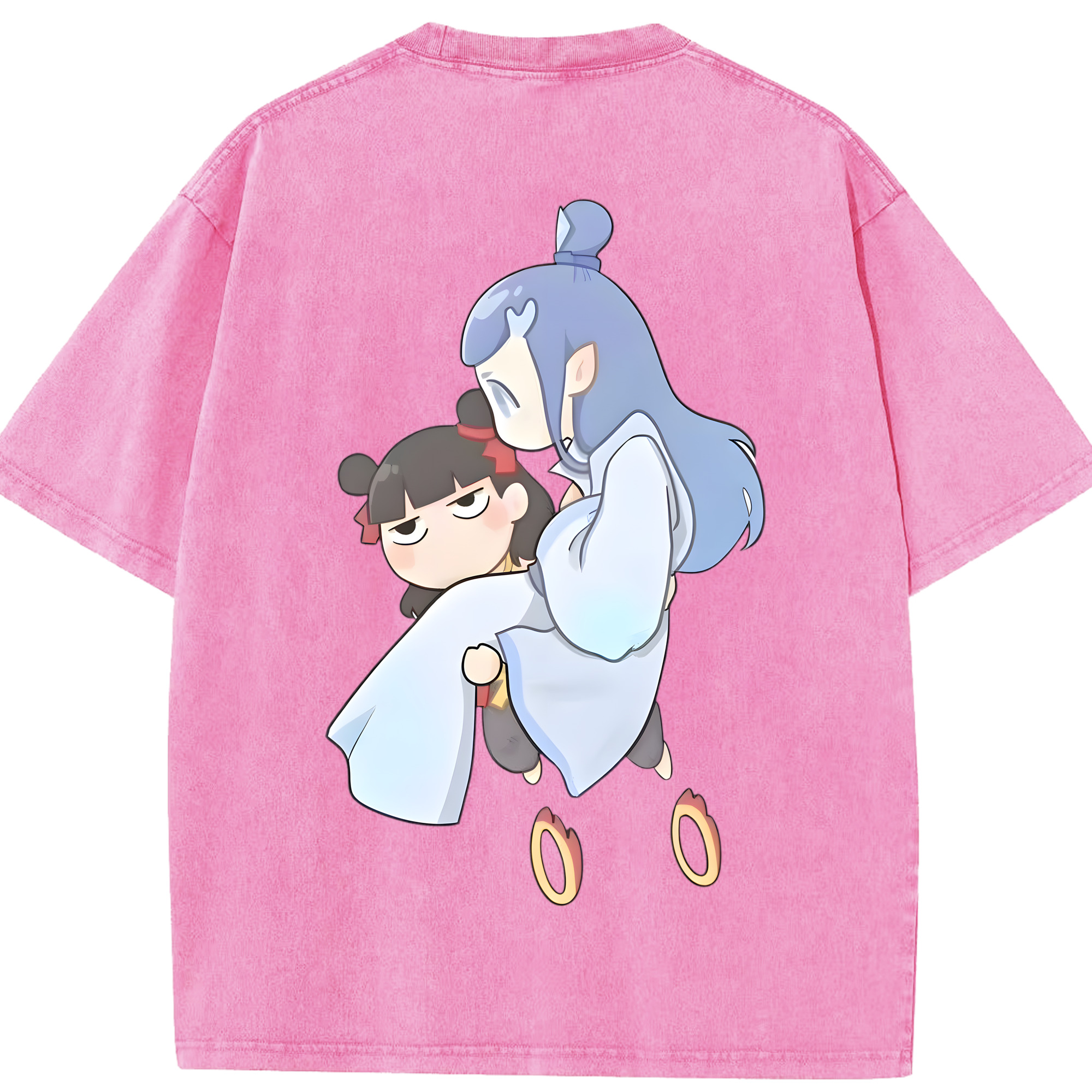 （画像用） Ne Zha 2 ナタ 魔童の大暴れ 綿100% ヴィンテージ風 半袖Tシャツ（背面プリント）